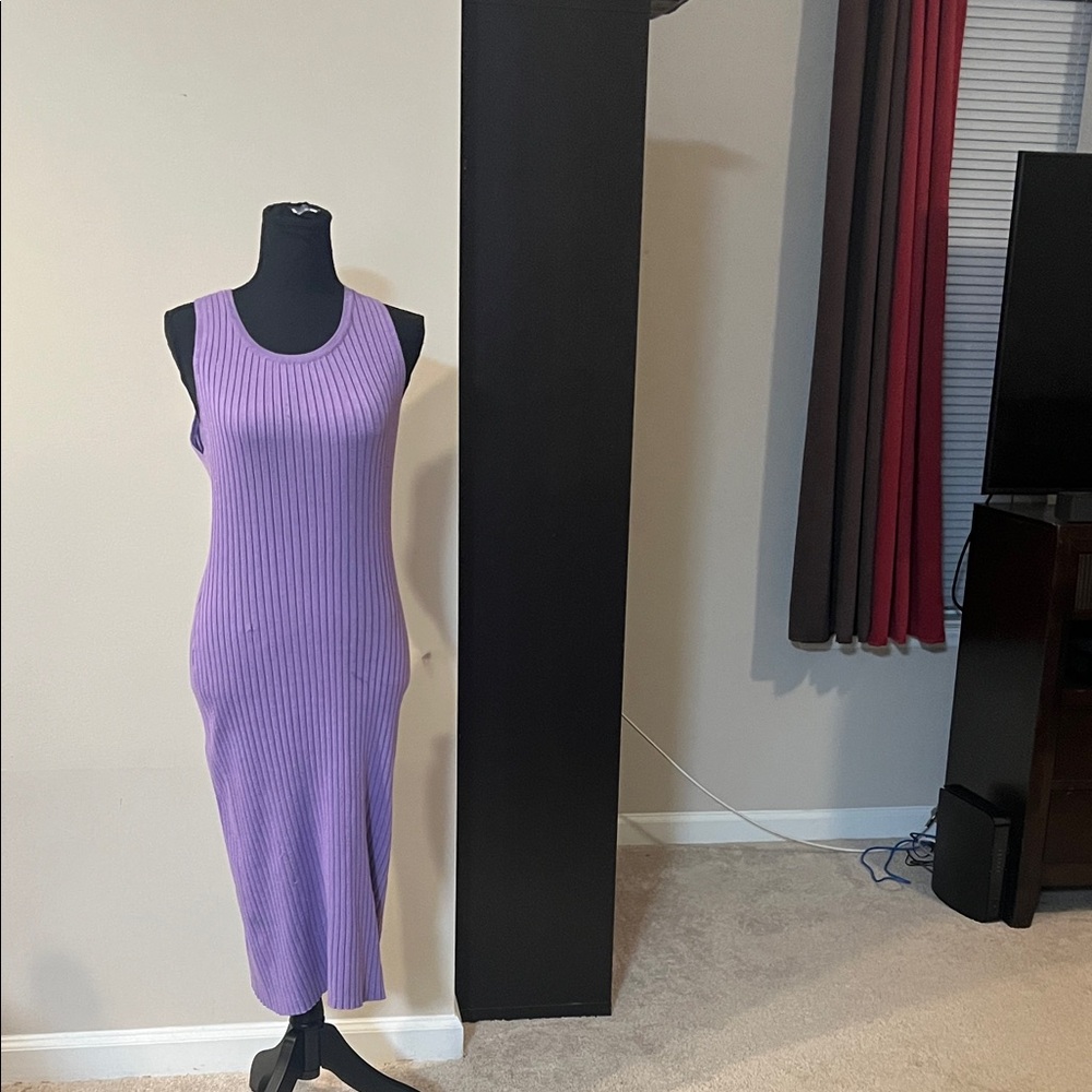 Lavender Ribbed Midi Dress